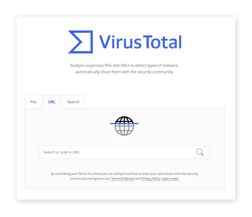 VirusTotal会扫描网址以检查威胁。
